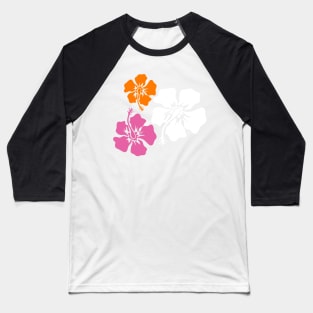 Blue Hibiscus Pattern Baseball T-Shirt